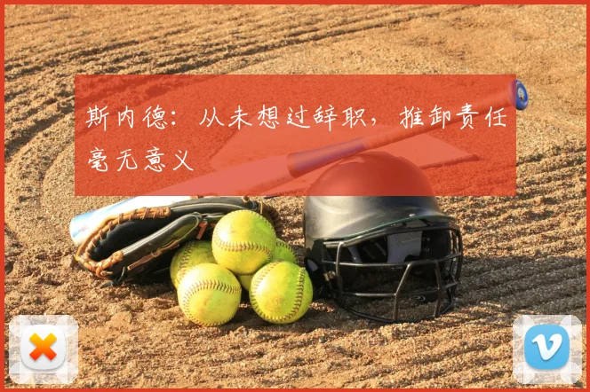 斯内德：从未想过辞职，推卸责任毫无意义